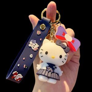Sanrio Hello Kitty Silicone Keychain, Cute PVC Keyring - dark purple